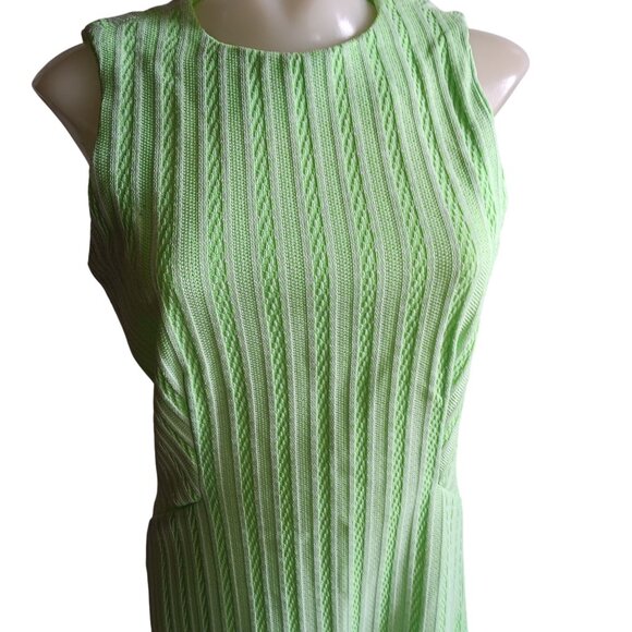 1Of1 Women's 8/10 Vintage Dress Sleeveless Lime Green Knit Texture 70's Handmade - Picture 2 of 7